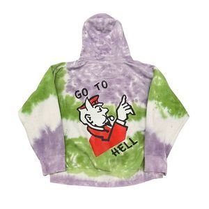 Superrradical Tie-Dye “Go To Hell” Hoodie Mens L Monopoly Parody Has Flaw